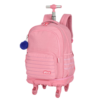 Mochila-Carrinho-Rosa-Kids-Stitch-Chaveiro-Pompom-|-Luxcel-Tamanho--UN---Cor--SALMAO-0